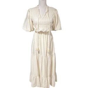Moon River Anthropologie Smocked Maxi Dress Sz S Tiered Romantic Cottagecore